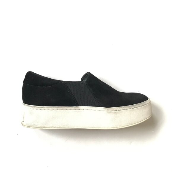 Vince Warren Slip On Platform Sneakers Womens 6 Black Suede Shoes Rubber Soles - Picture 8 of 8